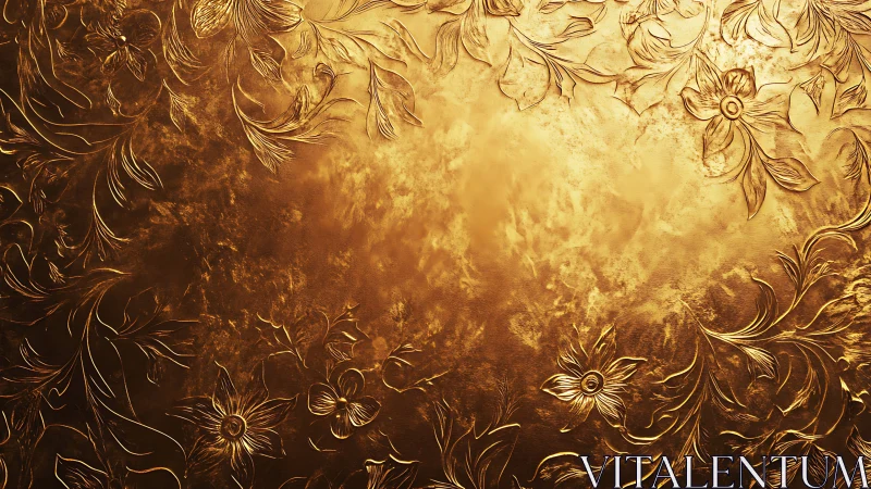 Gold floral embossing fills textured metallic background