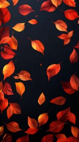 Autumn leaves drift across a deep charcoal background.