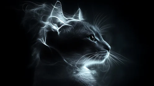 Feline Portrait with Luminous Outline Rendering