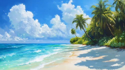 Tropical Paradise Awakens: Where Azure Waters Kiss Sandy Dreams.