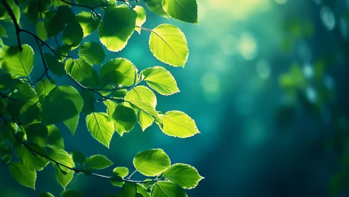 Sunlit Green Leaves Close-Up in Soft Nature Photography Style.