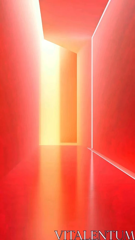 Radiant hallway glows with warm light and soft reflections