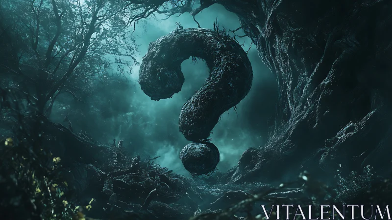 Mysterious forest question mark invites curious wanderers in