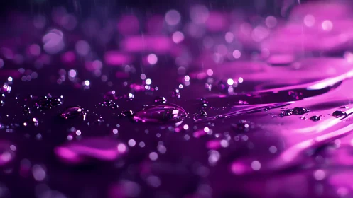 Violet raindrops waltz across a neon-glossed dreamscape