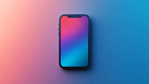 Modern Smartphone with Gradient Display Against Ambient Backdrop