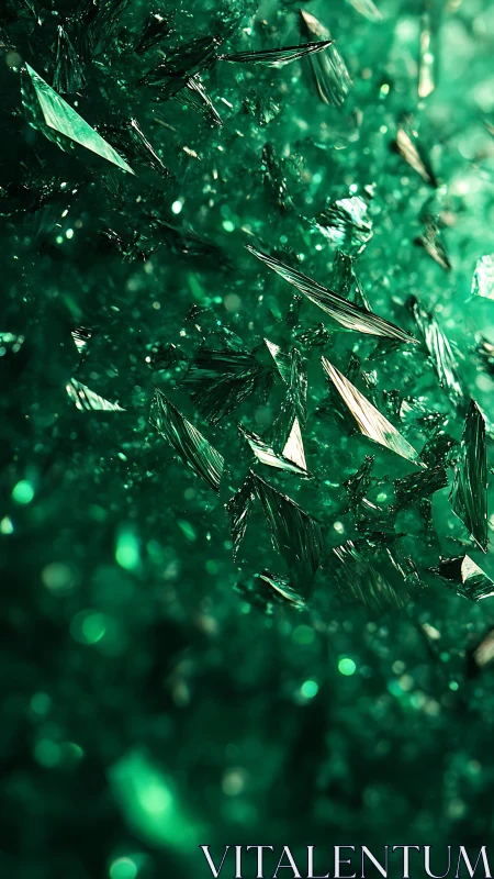 Emerald crystal shards catch directional studio light perfectly.