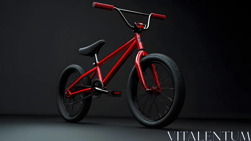 Sleek red BMX bike in dramatic studio lighting, modern minimalist style.