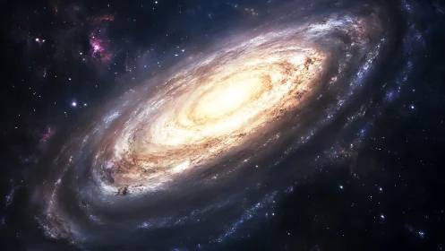 Swirling galactic maelstrom pours starlight into cosmic night