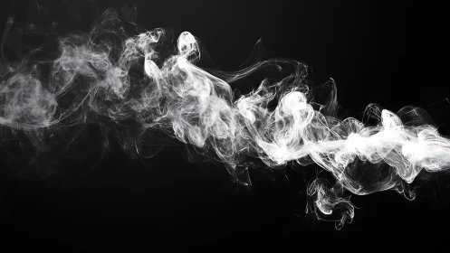 Dense white smoke trail swirling across dark background.