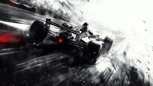 Velocity phantom race car carving light through chaos.