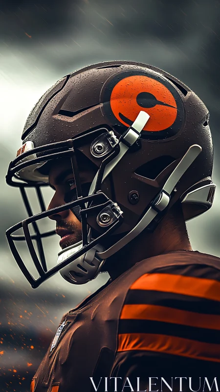 Cinematic profile render of modern football helmet design.