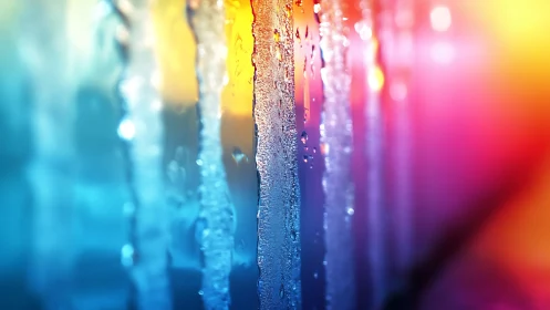 Vertical translucent streaks intersect multicolor gradient field