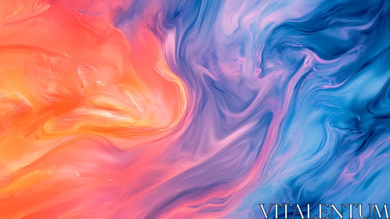 Swirling abstract blend of warm orange and cool blue tones.