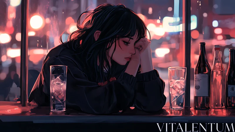 Neon window loner nursing ice and citylight heartache.