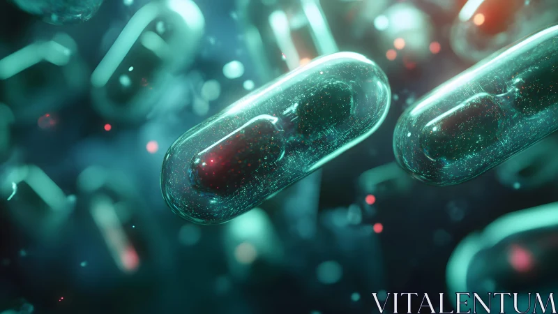 Futuristic Transparent Capsules Floating in a Digital Sci-Fi Style.