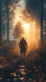 Sunlit blades whisper as the lone wanderer crosses dawn