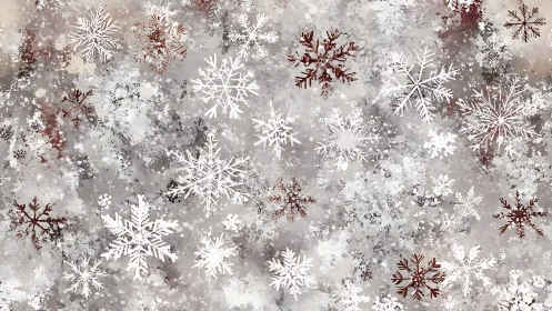 Frostbitten snowflake confetti drifting across misted winter dusk.