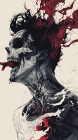 Skull-headed figure screams as red smoke erupts upward