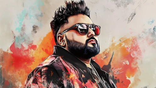 Stylized digital portrait with bold brushwork and vibrant color gradients