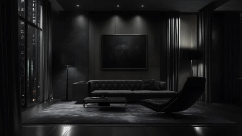 Midnight penthouse salon bathed in noir city hush.