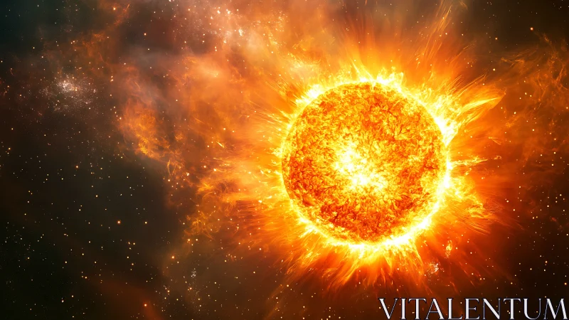 Solar flare sphere blasts molten plasma into deep space.