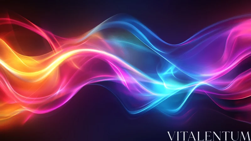 Neon ribbons of light weave a glowing symphony across space