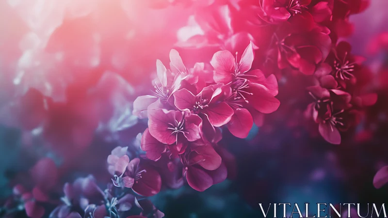 Pink Geranium Flowers in Soft Focus Sunlight.