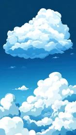 Layered cumulus cloudscape rendered in stylized digital clarity