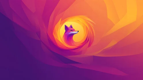 Vibrant geometric fox glows at the heart of abstract light