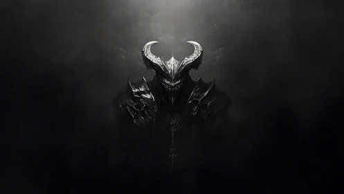 Horned abyssal warhelm smiles from the swallowing dark.