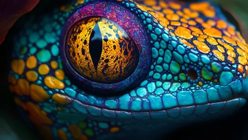 Close-up digital rendering shows reptile eye and scaled head