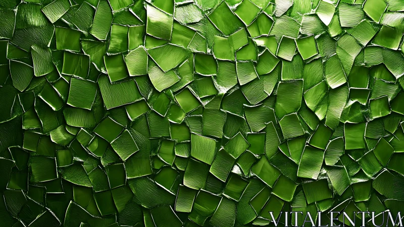 Green irregular tile pattern with textured reflective surface.