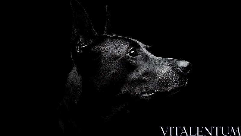 Low key canine profile portrait with directional rim lighting
