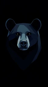 Geometric bear portrait uses faceted low‑poly symmetry in noir tones