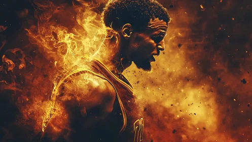 Thermodynamic portrait of a basketball player in flaming motion.