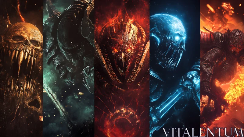 Elemental daemon quintet in high-energy digital combustion.