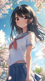 Spring breeze and shy smiles beneath soft cherry blossoms.