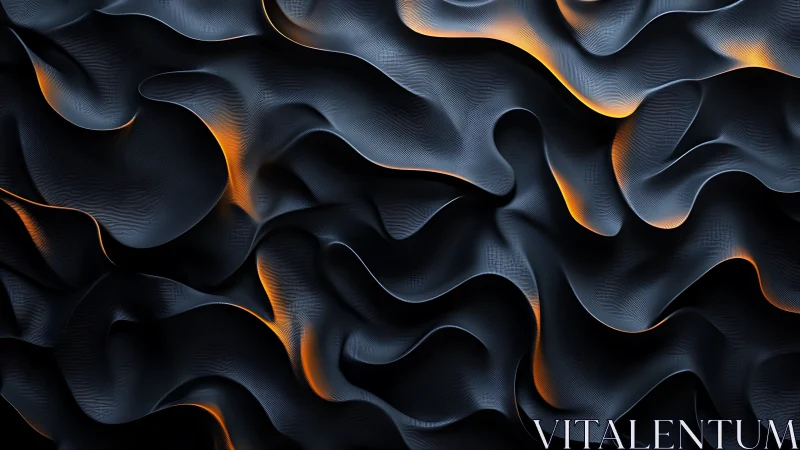 Parametric dark folds with incandescent subsurface lighting field.