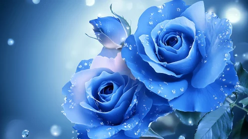 Luminous Blue Roses in Sparkling Wonder.