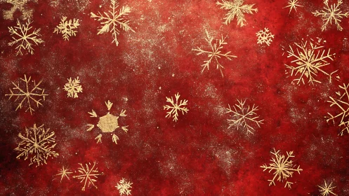 Golden snowflake pattern shimmers over textured red ground