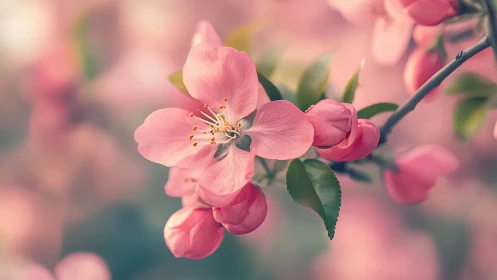 Pink Blossom Reverie: Spring's Tender Whispers.