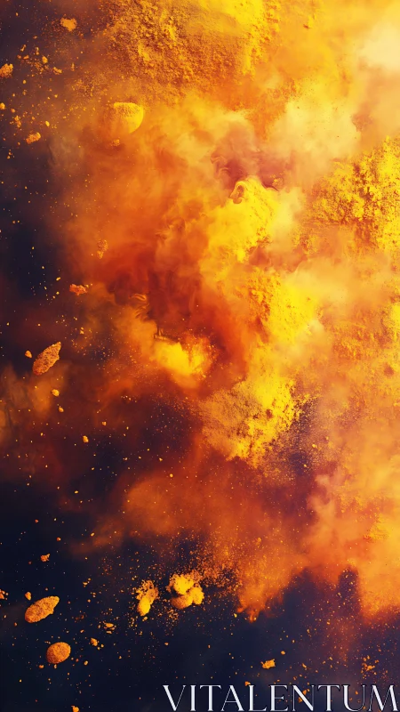 Explosive Fire and Particle Burst Abstract.