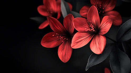 Red Petals Dancing in Shadow.