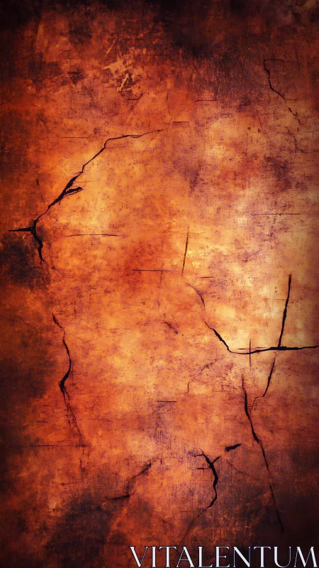 Cracked Earth Surface: Oxidized Rust Texture with Linear Fractures.