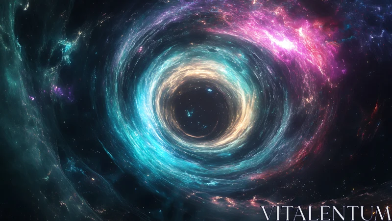 Galactic wormhole opens inside swirling nebula vortex