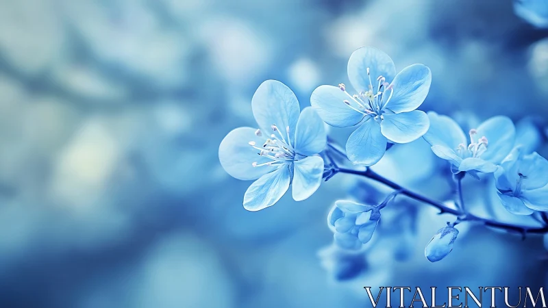 Delicate Blue Blossoms in Soft Focus Light