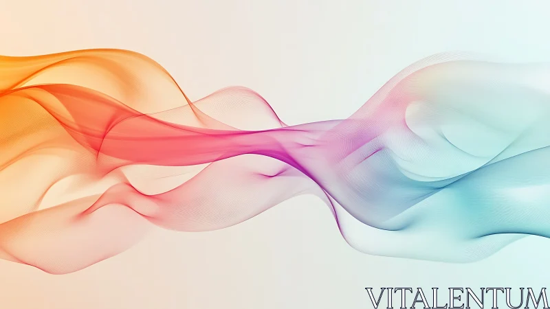 Colorful flowing gradient waves on soft light background.
