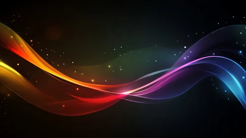 Color waves cross the void in glowing neon ribbon arcs