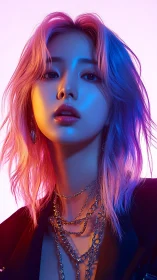 Neon rim-lit portrait with dual-color gels and shallow depth of field