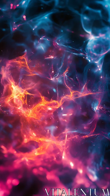 Neon plasma currents twist through deep cosmic void